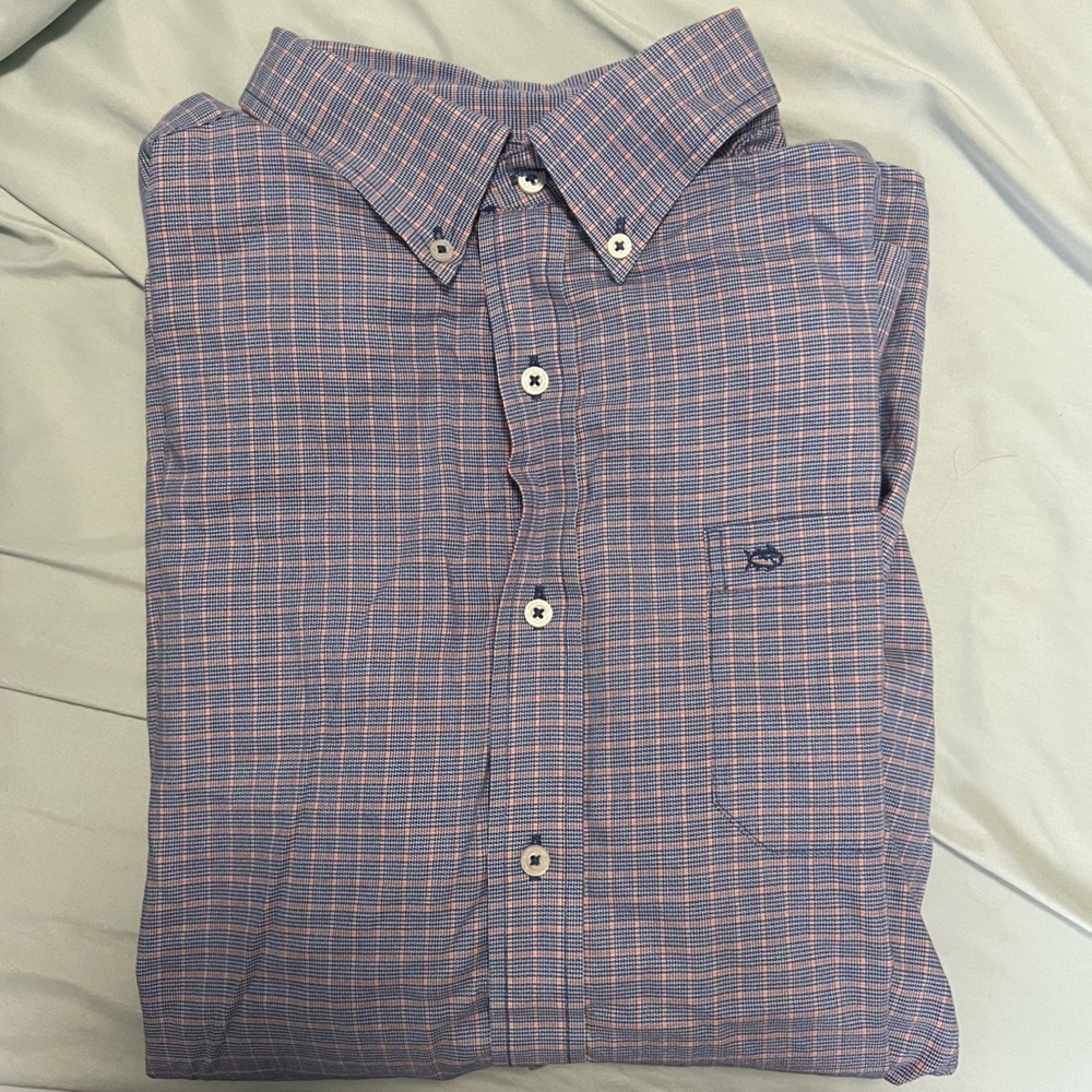 Southern Tide Blue and Pink Plaid Shirt